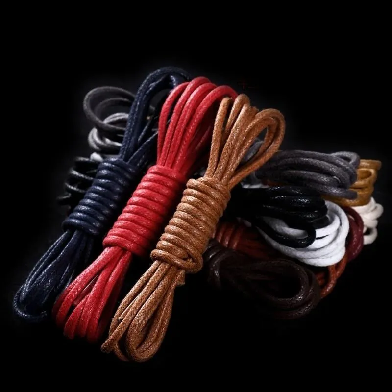 1 Pair Waxed Round Cotton Shoelaces 55" to 70"