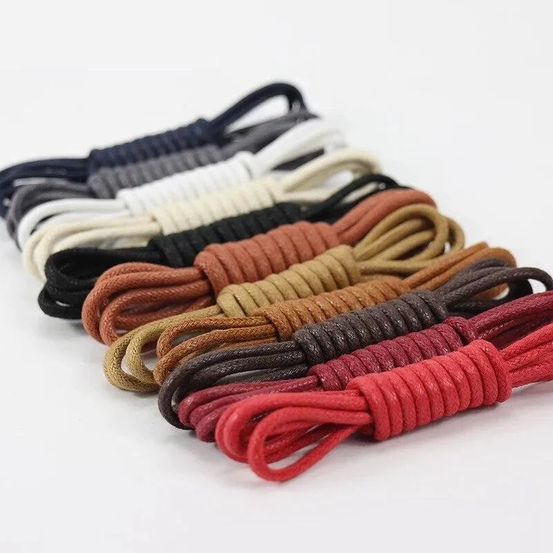 1 Pair Waxed Round Cotton Shoelaces 55" to 70"