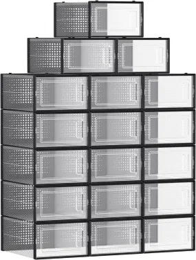 18 Stackable Clear Shoe Boxes, Fits Max UK Size 11 - SONGMICS