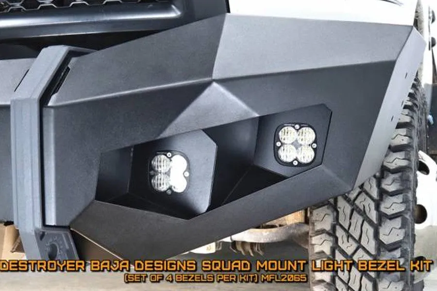 2010-23 GMC Sierra 2500HD & 3500 LOD Offroad Offroad Destroyer Truck Baja Design Squadron Light, Bezel Kit, Black Texture