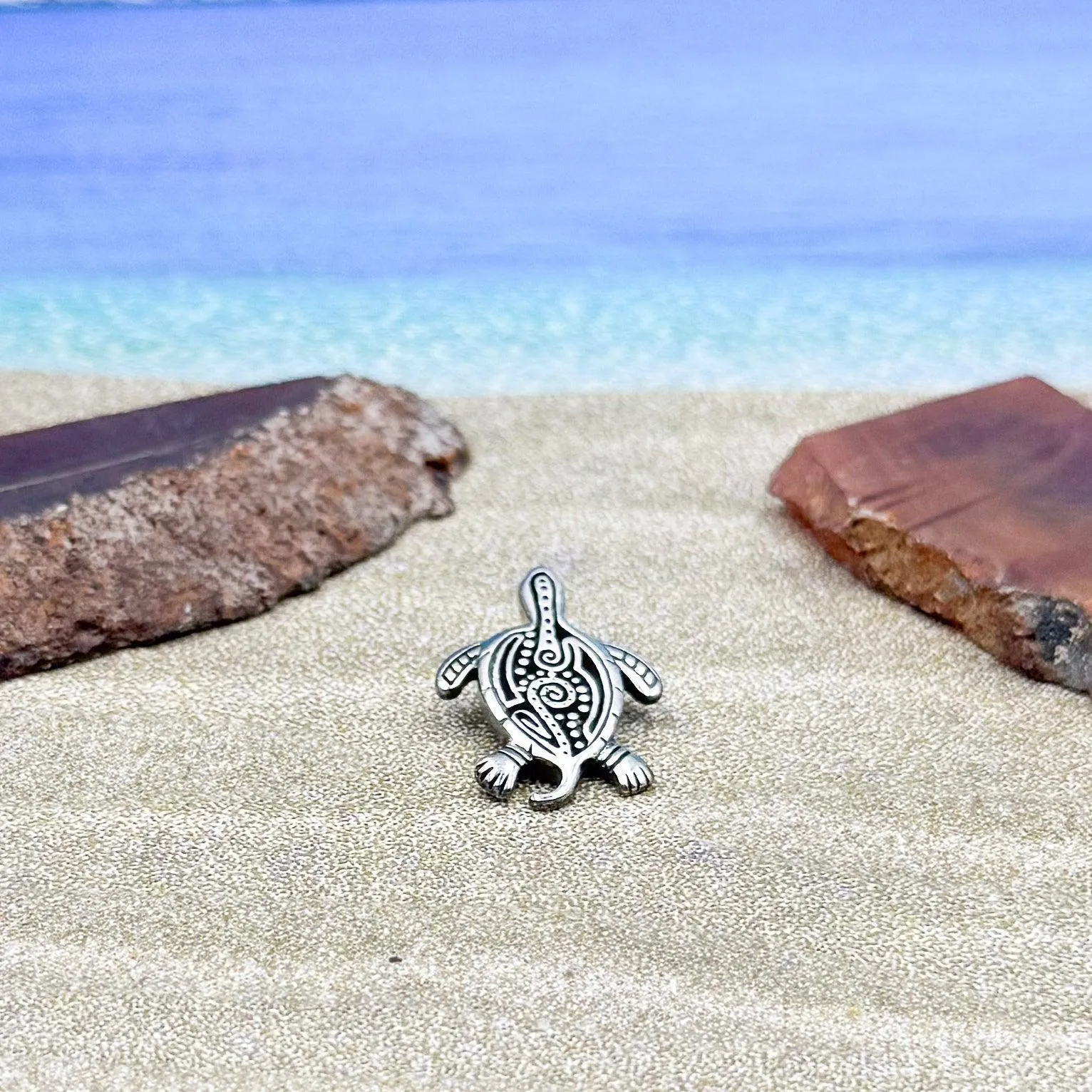 Aboriginal inspired Turtle Sterling Silver Pendant TP2326