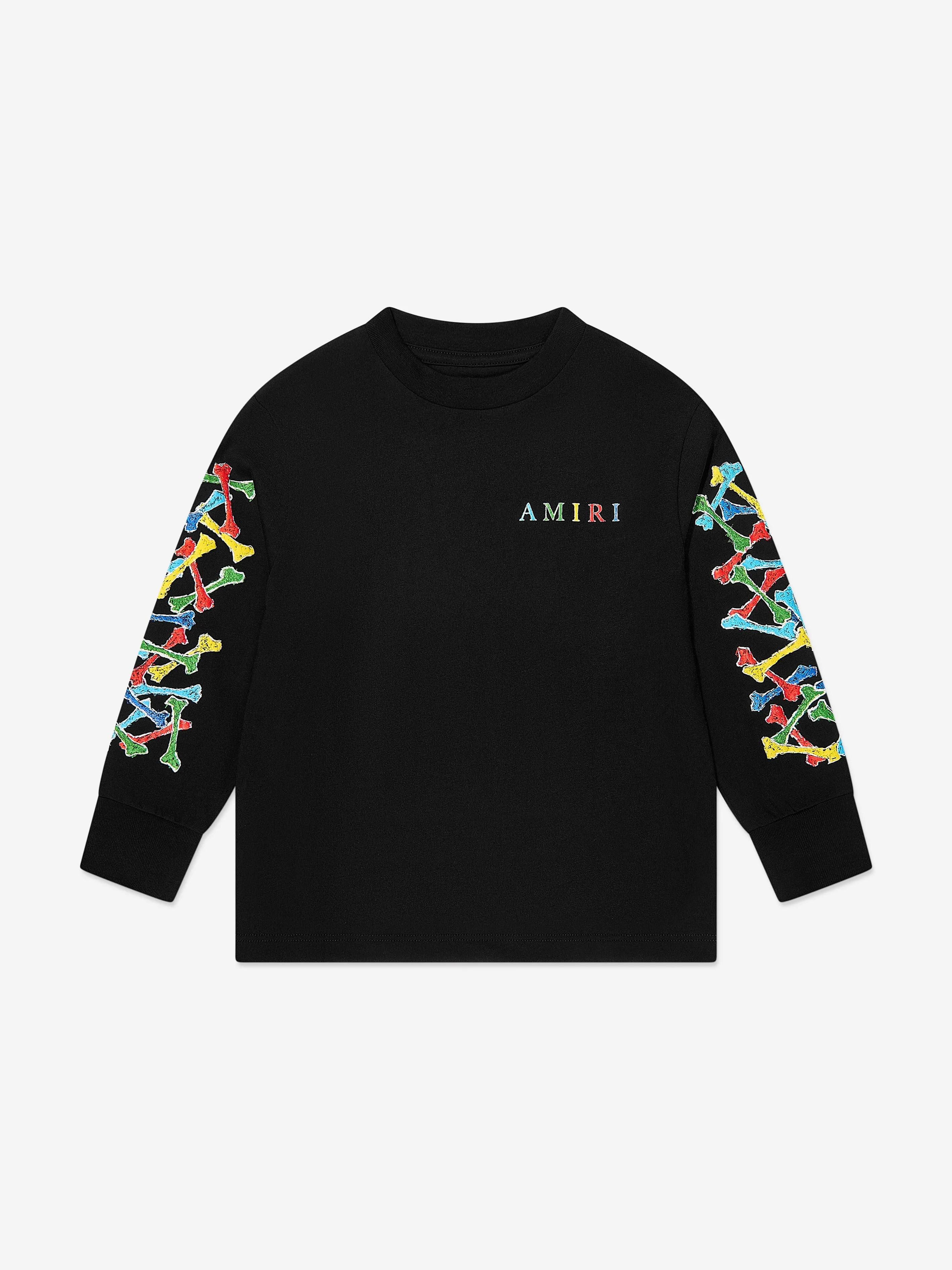 Amiri Kids Bones Scribble Long Sleeve T-Shirt in Black