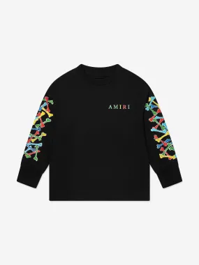 Amiri Kids Bones Scribble Long Sleeve T-Shirt in Black