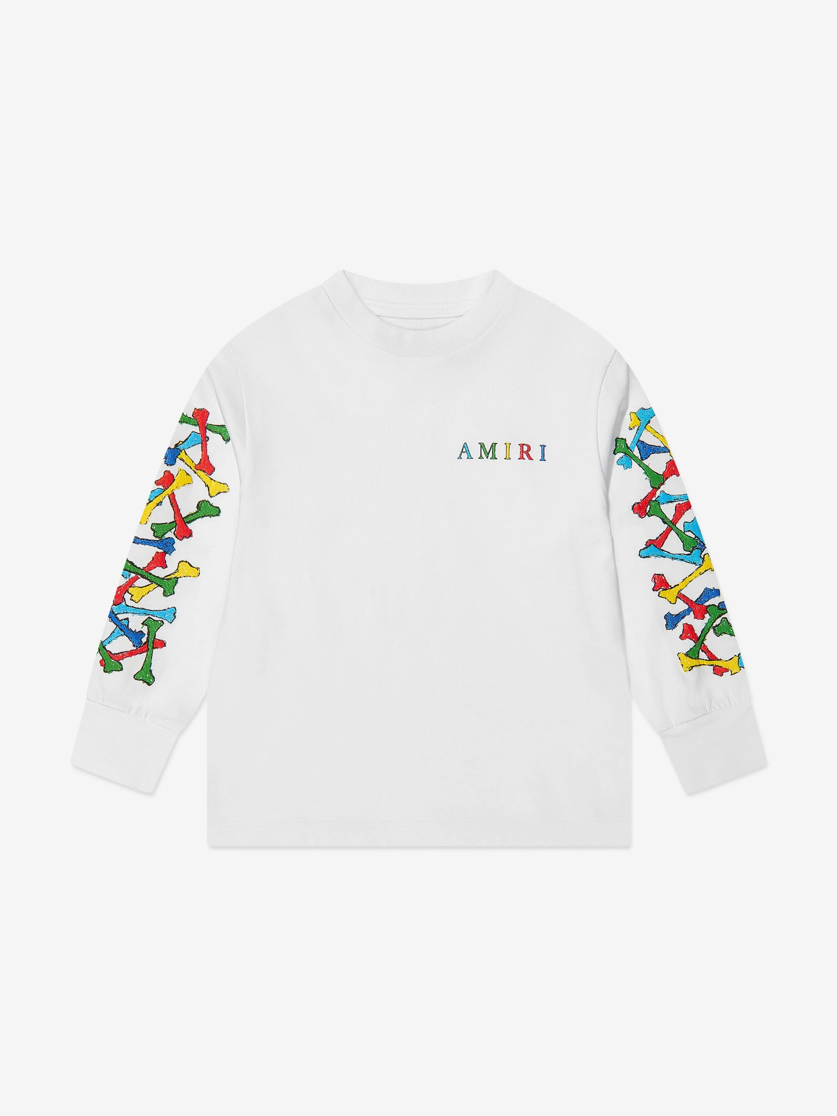 Amiri Kids Bones Scribble Long Sleeve T-Shirt in White