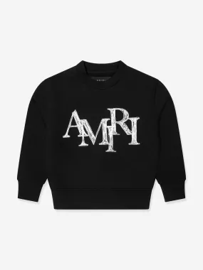 Amiri Kids Logo Staggered Scribble Sweatshirt in Black