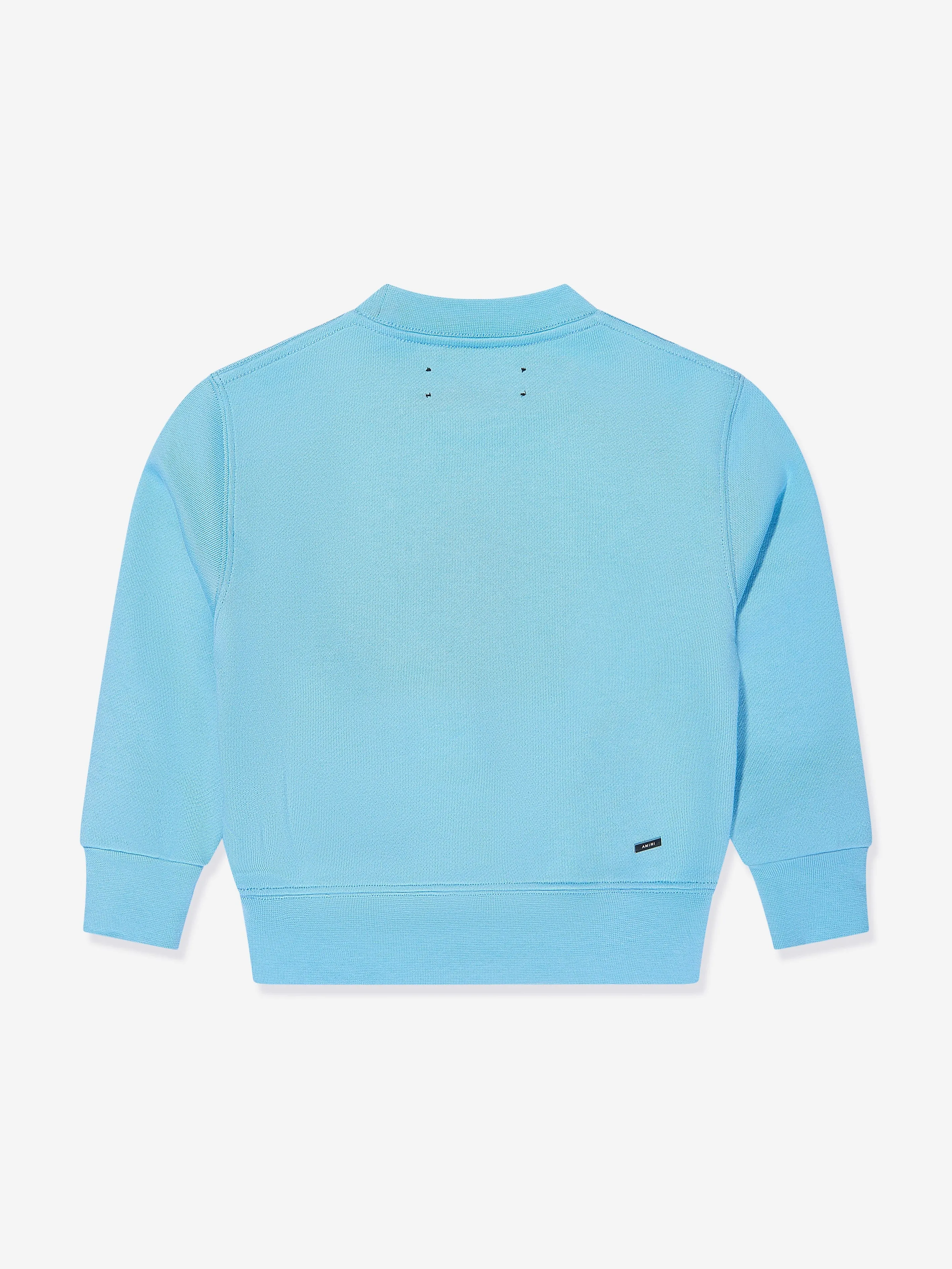 Amiri Kids Logo Staggered Scribble Sweatshirt in Blue