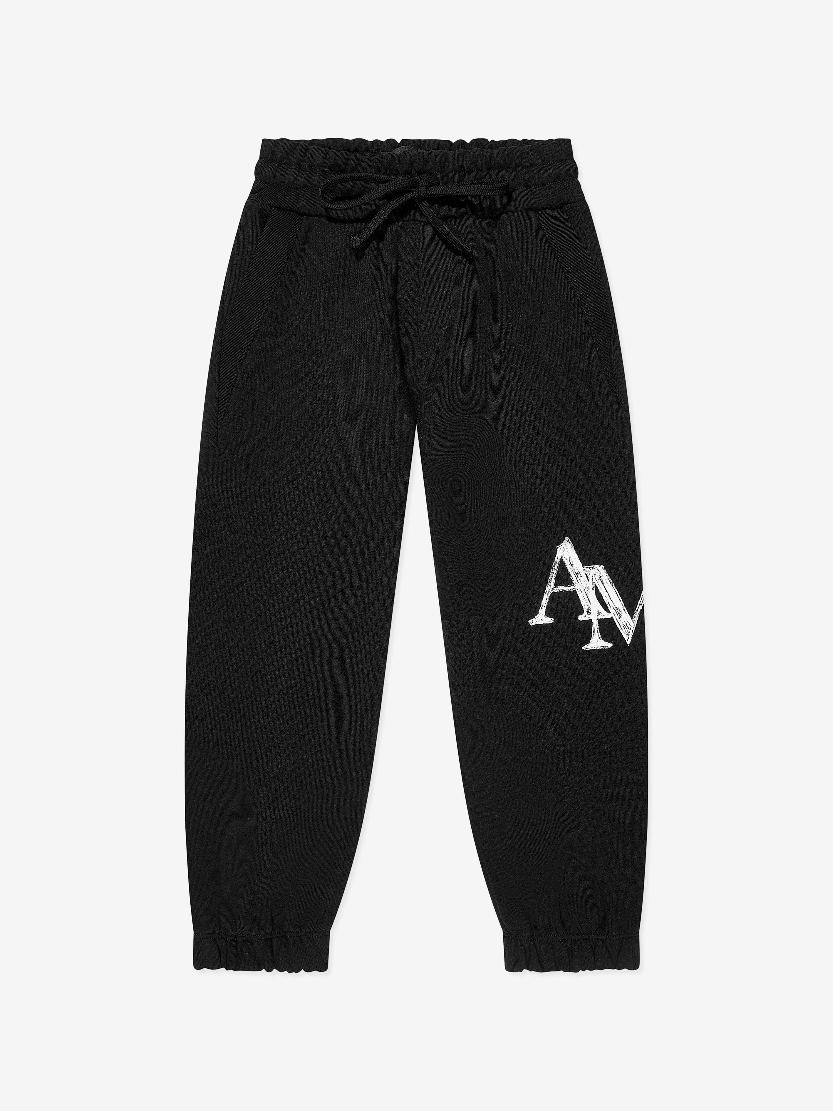 Amiri Kids Staggered Scribble Logo Joggers in Black