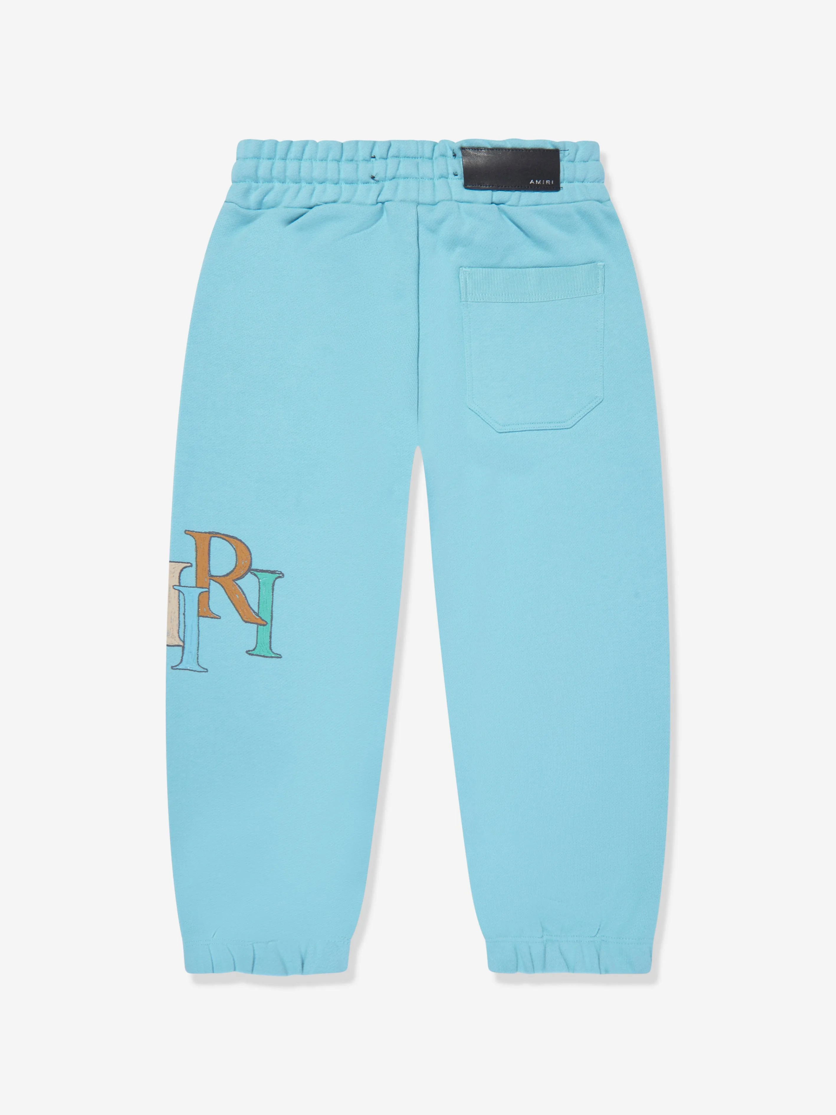 Amiri Kids Staggered Scribble Logo Joggers in Blue