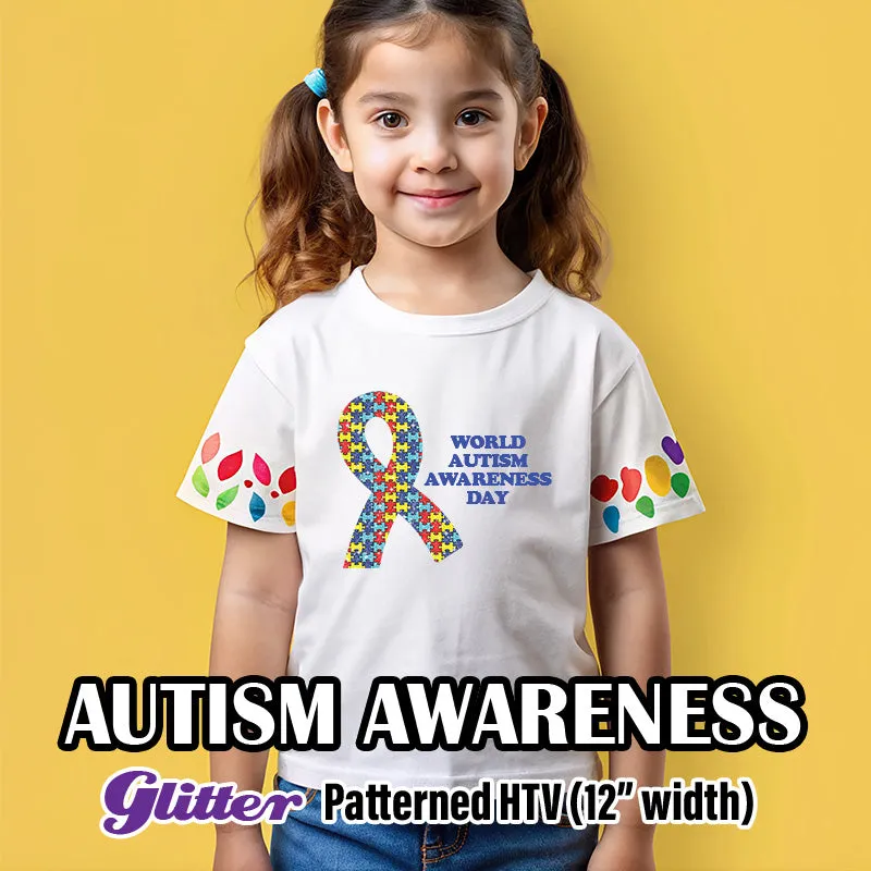 Autism Awareness Glitter Patterned HTV (12" x 12")