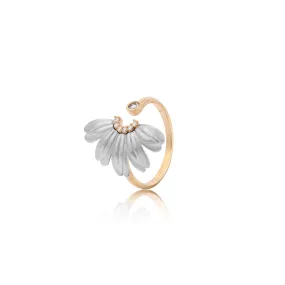 Beach Naupaka Ring in Two Tone Gold with Diamonds