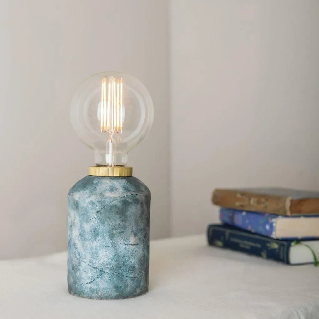 Bixa Small Ceramic Table Lamp - Blue Earth - Mullan Lighting