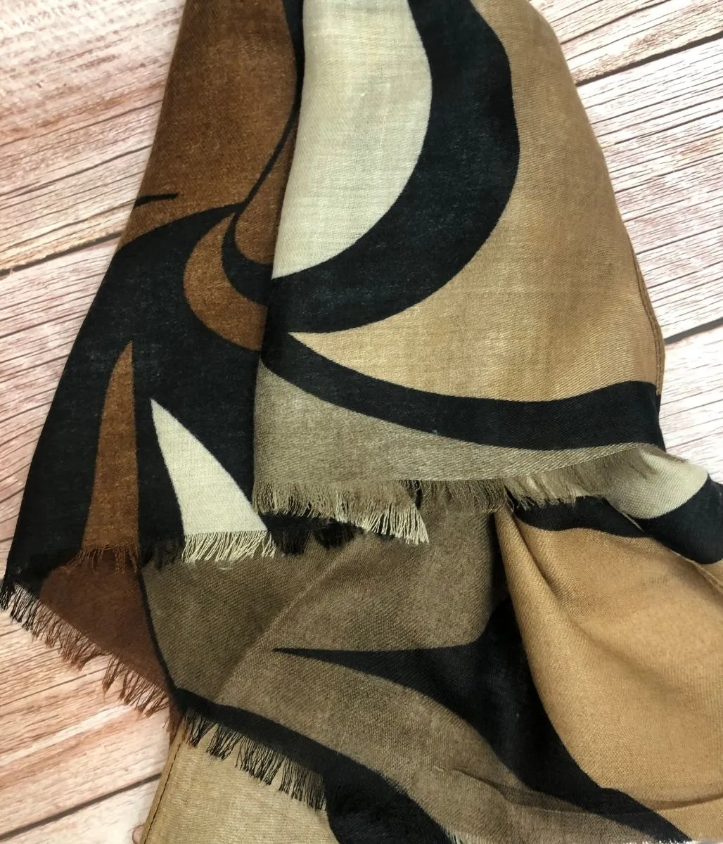 Black Baroque Print Scarf