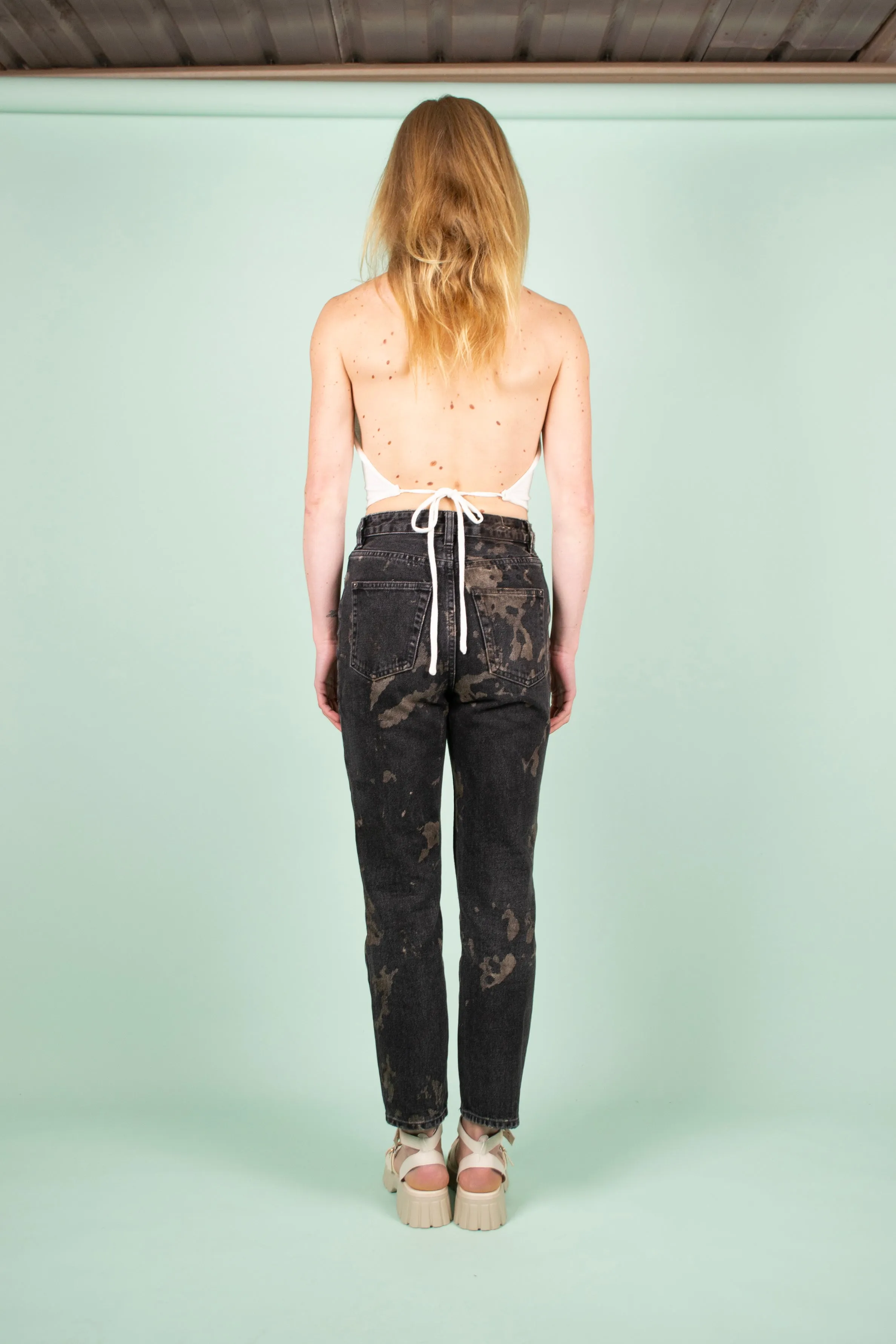 Bleach/Reverse Stain Tie-Dye Black Jeans Minimum Fade