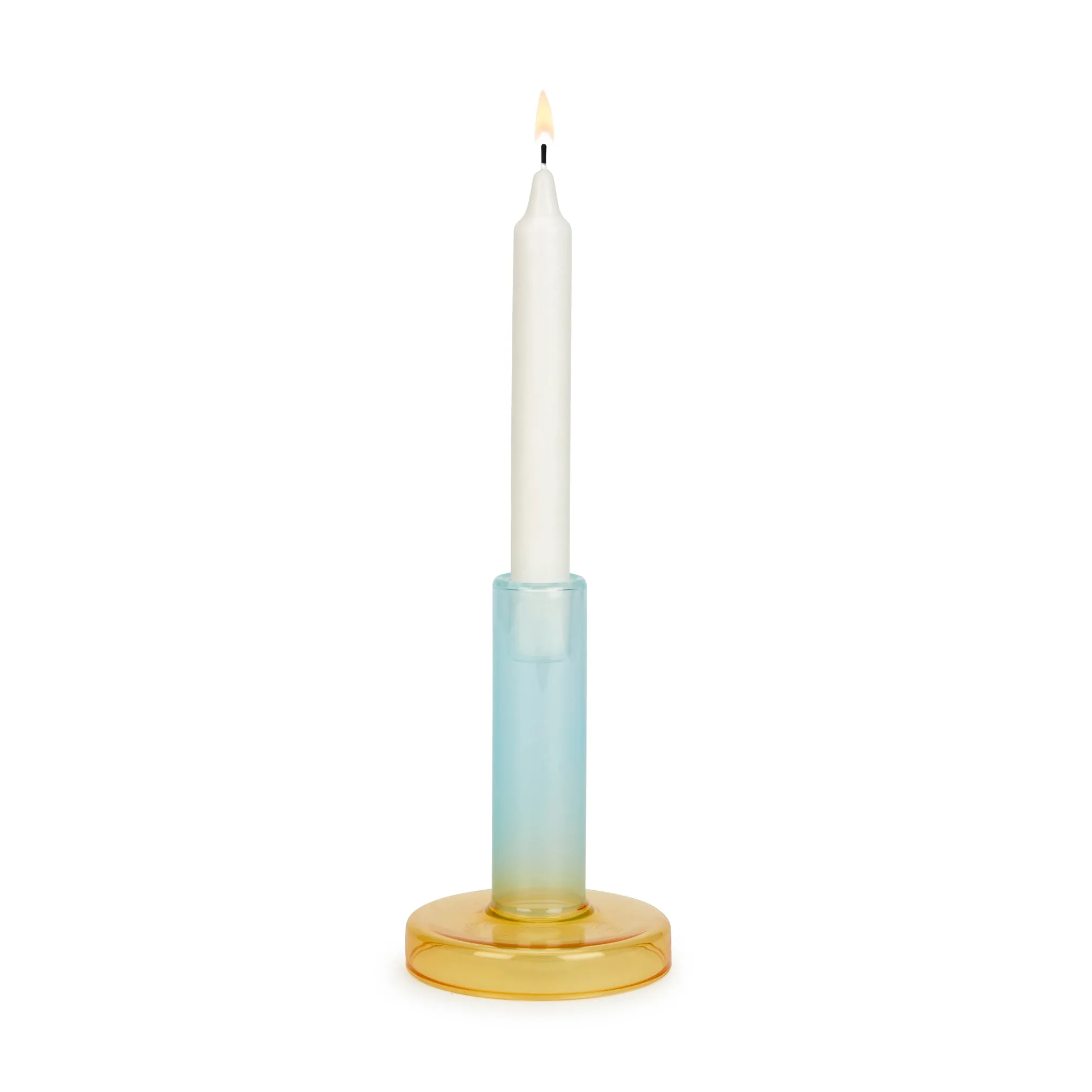 Bole Colorblock Glass Candlestick Holder - Blue/ Yellow