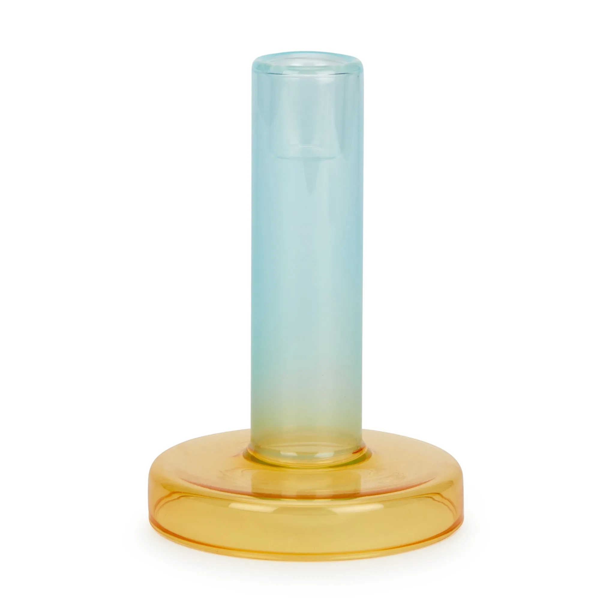 Bole Colorblock Glass Candlestick Holder - Blue/ Yellow