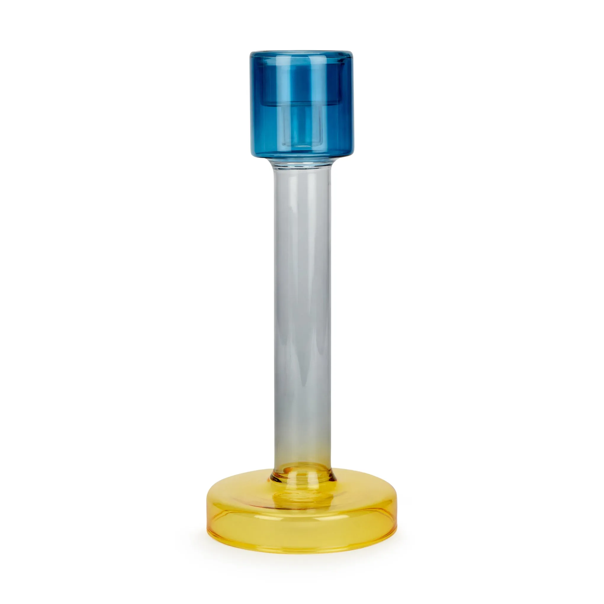 Bole Colorblock Glass Candlestick Holder - Blue/ Yellow