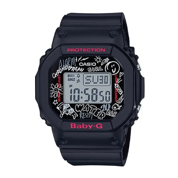 Casio Baby-G POPULAR SQUARE FACE Black Resin Band Watch BGD560SK-1D BGD-560SK-1D BGD-560SK-1