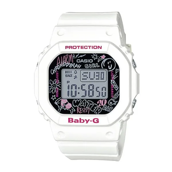 Casio Baby-G POPULAR SQUARE FACE White Resin Band Watch BGD560SK-7D BGD-560SK-7D BGD-560SK-7