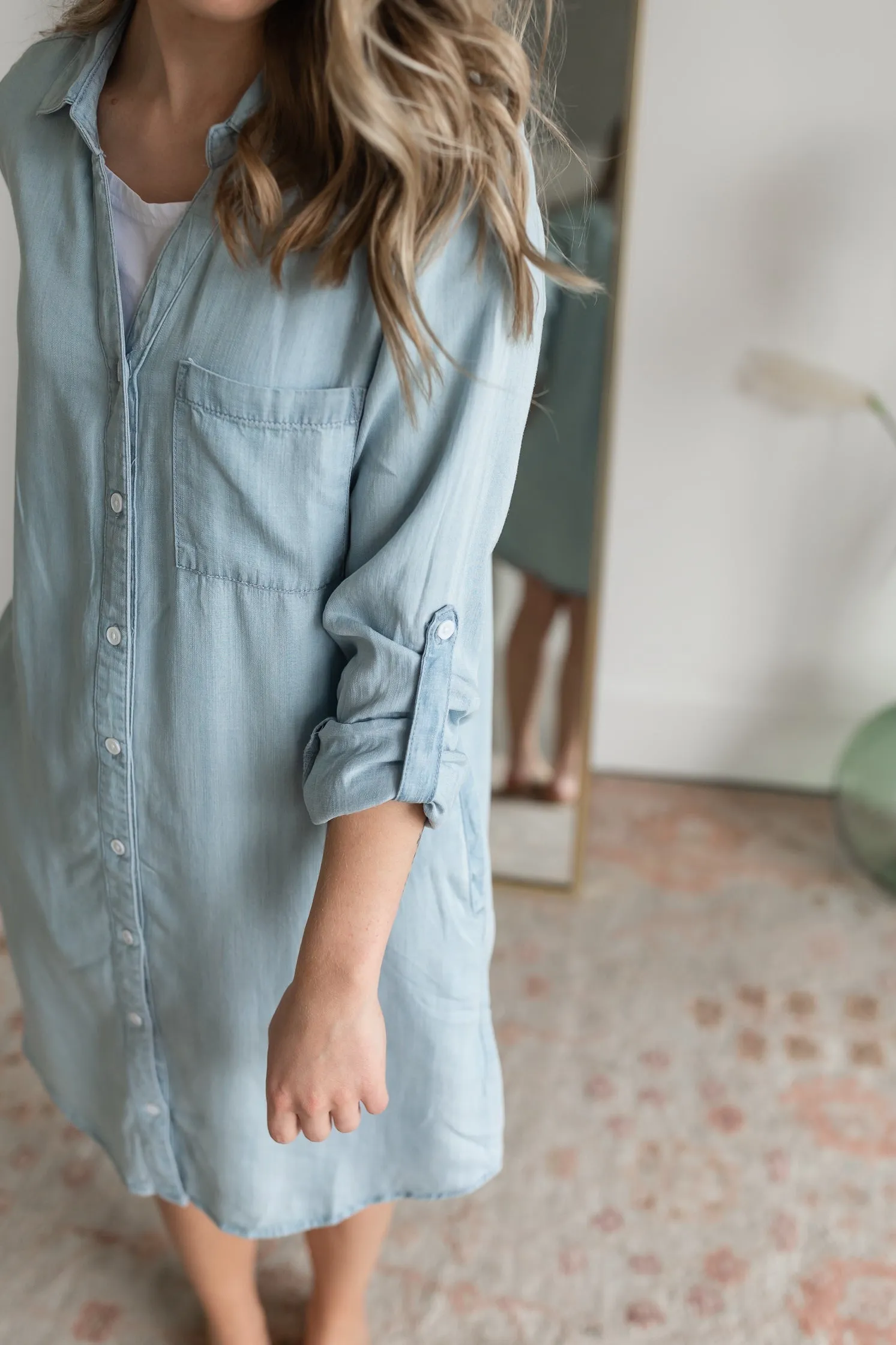 Chambray Button Up Dress