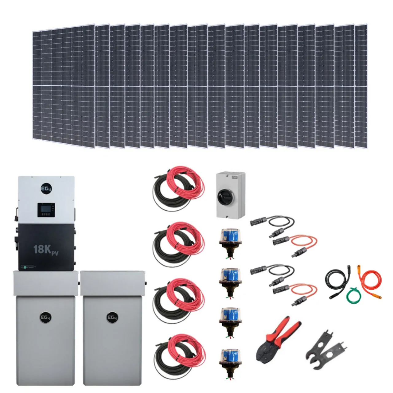 Complete Hybrid Solar Kit - EG4 PowerPro ESS | 12 kW AC Output | Up To 45 kWh Battery Backup [Kit-E0007]