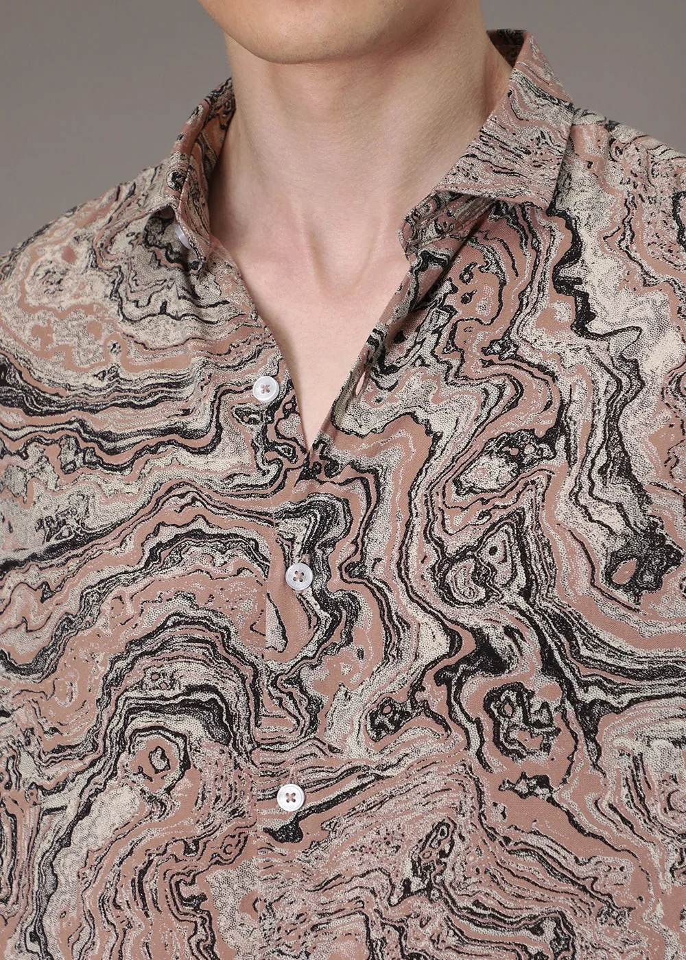 Dark Peach Marble Wash Feather Shirt