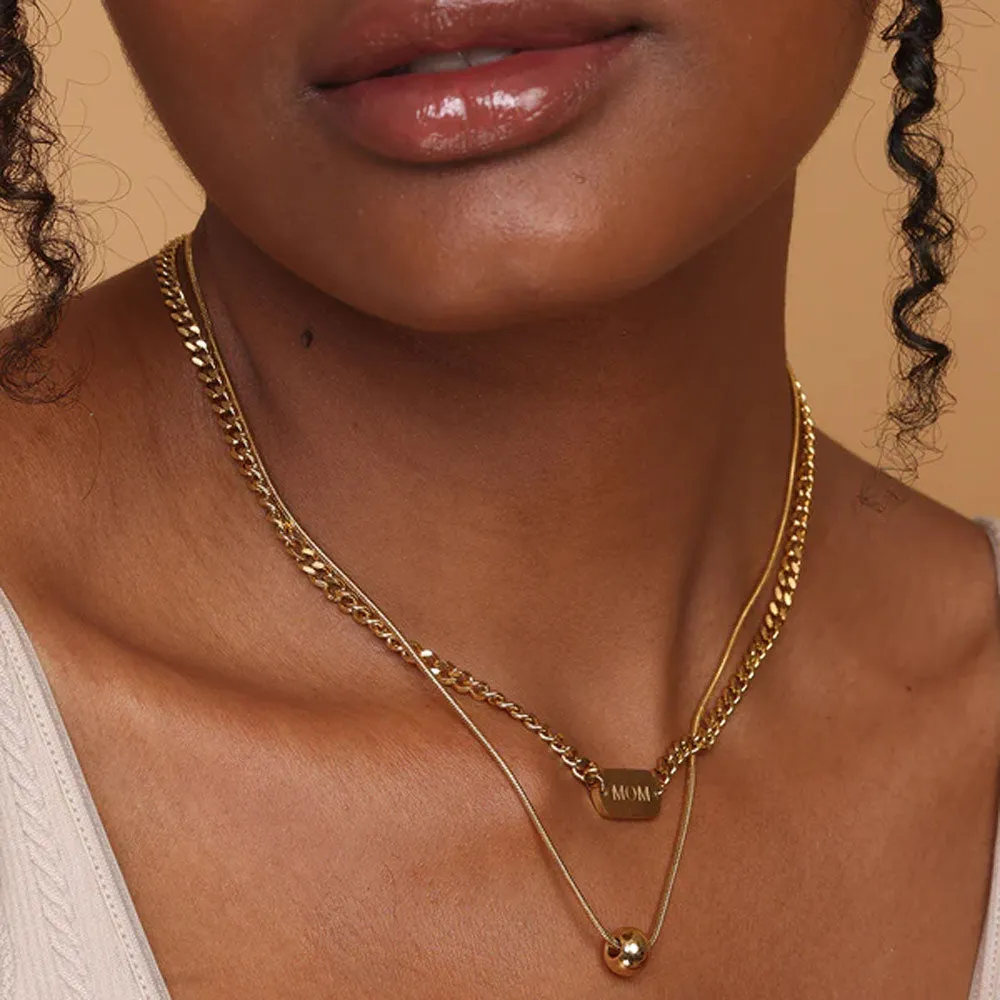 Double Layer Mom cuban chain Necklace