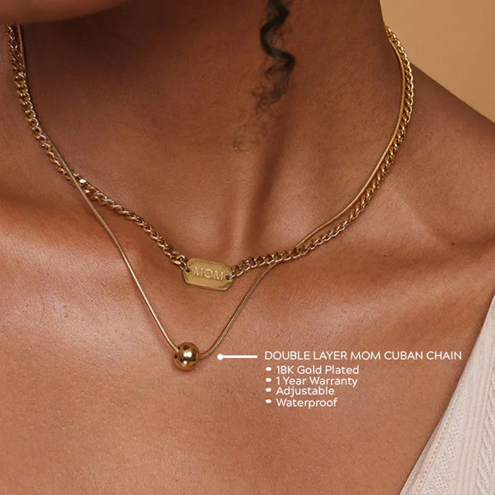 Double Layer Mom cuban chain Necklace