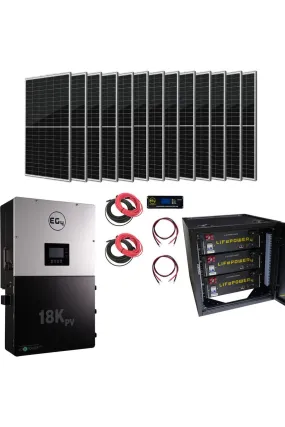 EG4 Complete Hybrid Solar Kit - 12,000W 120/240V Output   15.36kWh EG4 Lithium Powerwall   6,370 Watts of Solar PV [KIT-E0006]