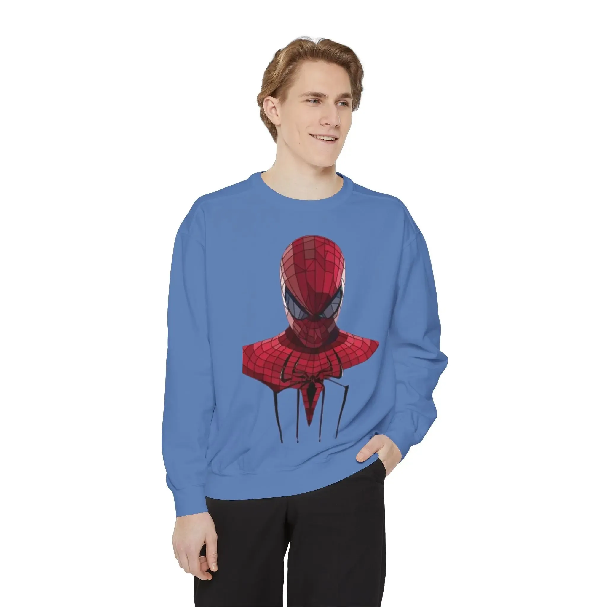 Garment-Dyed Spider-Man Sweatshirt for Fans – Cozy & Stylish Yellow Apparel