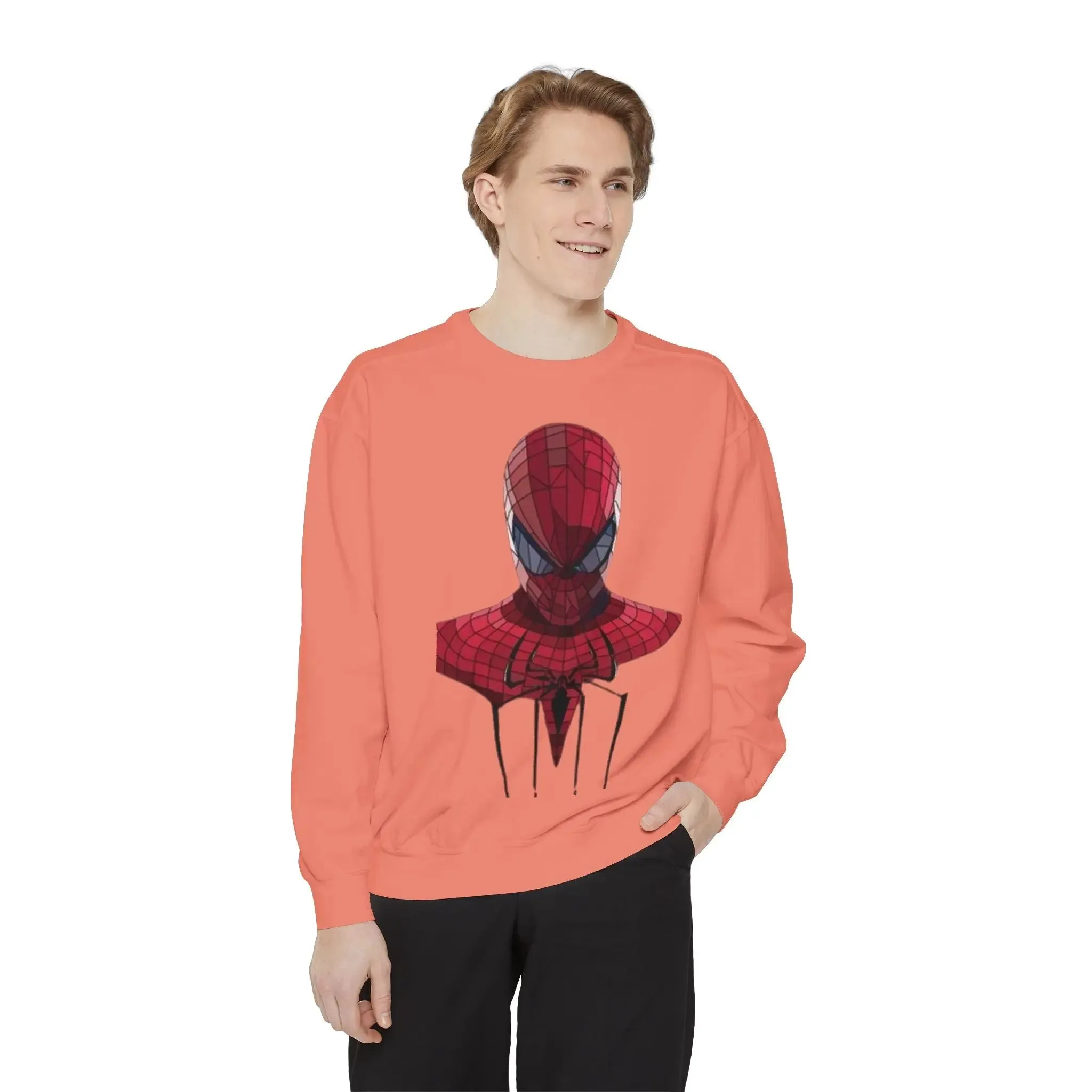 Garment-Dyed Spider-Man Sweatshirt for Fans – Cozy & Stylish Yellow Apparel