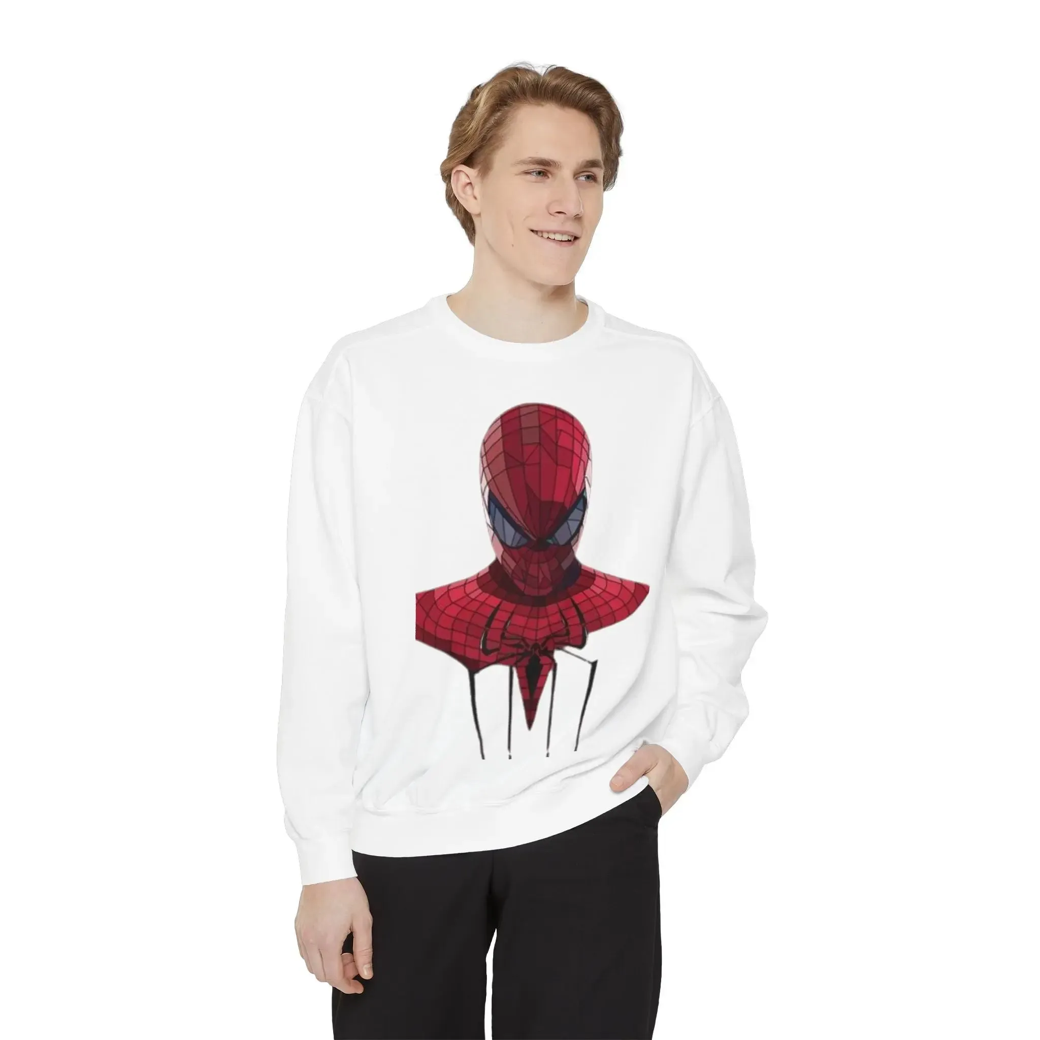 Garment-Dyed Spider-Man Sweatshirt for Fans – Cozy & Stylish Yellow Apparel