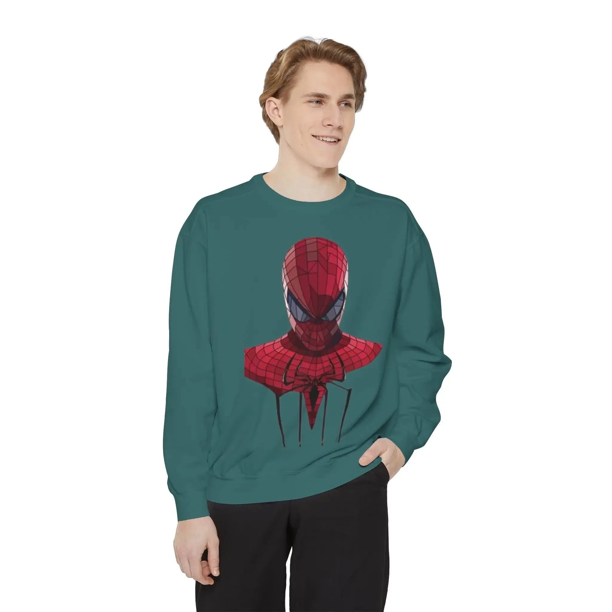 Garment-Dyed Spider-Man Sweatshirt for Fans – Cozy & Stylish Yellow Apparel