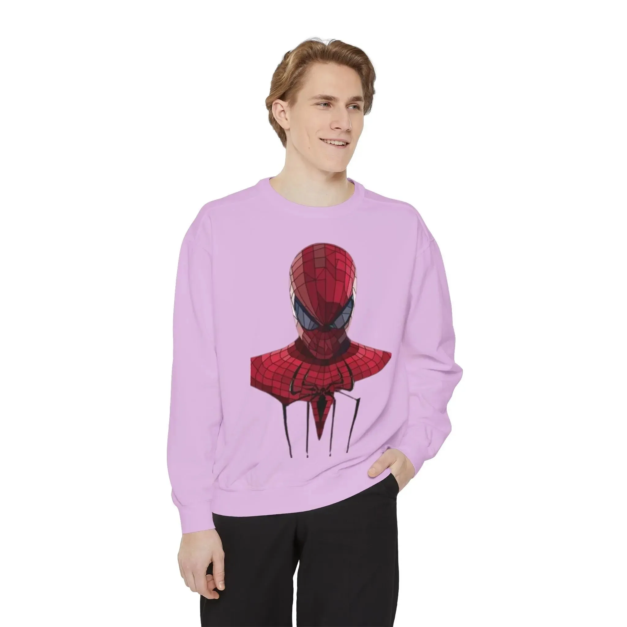 Garment-Dyed Spider-Man Sweatshirt for Fans – Cozy & Stylish Yellow Apparel