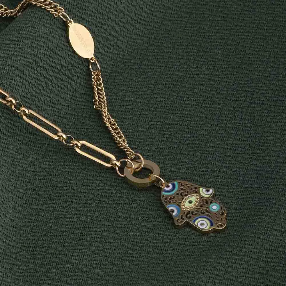 Hamsa Evil Eye Necklace