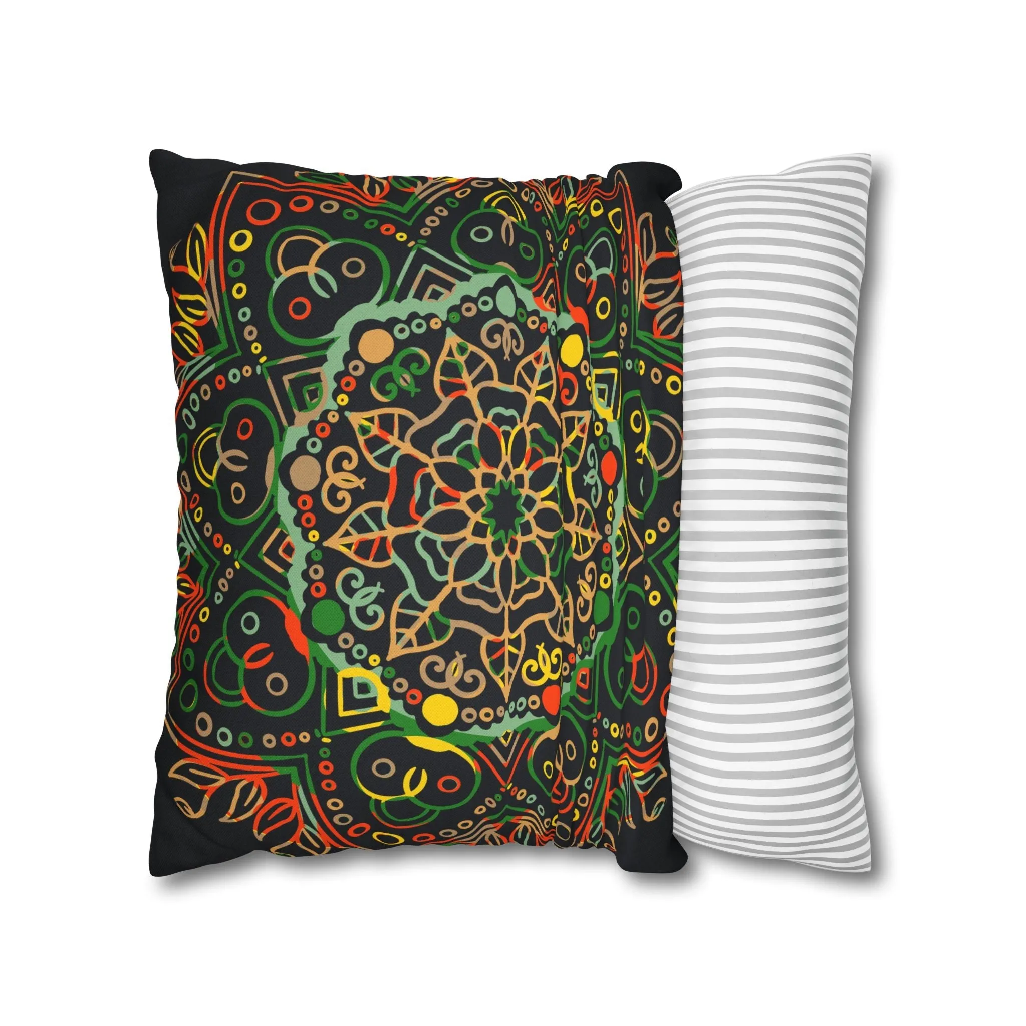 Handmade Mandala Art Pillowcase - Dark Charcoal Blue