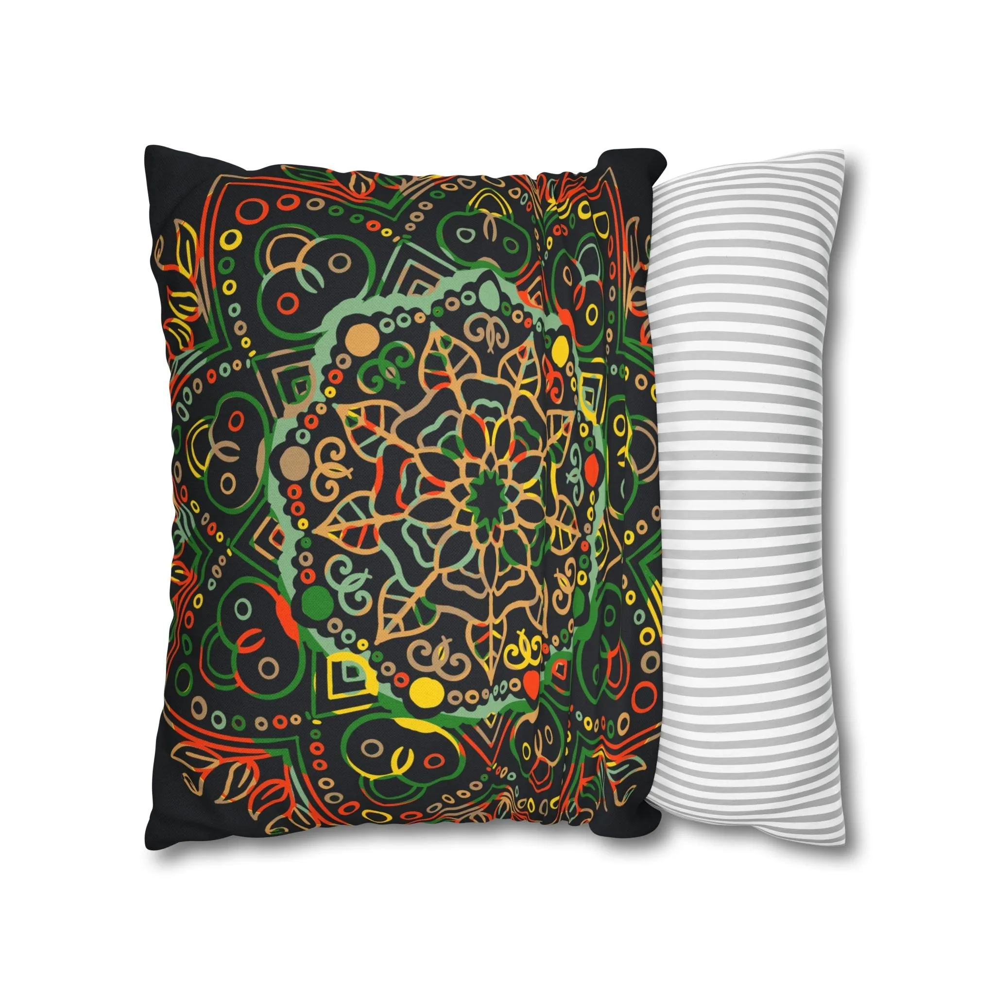 Handmade Mandala Art Pillowcase - Dark Charcoal Blue