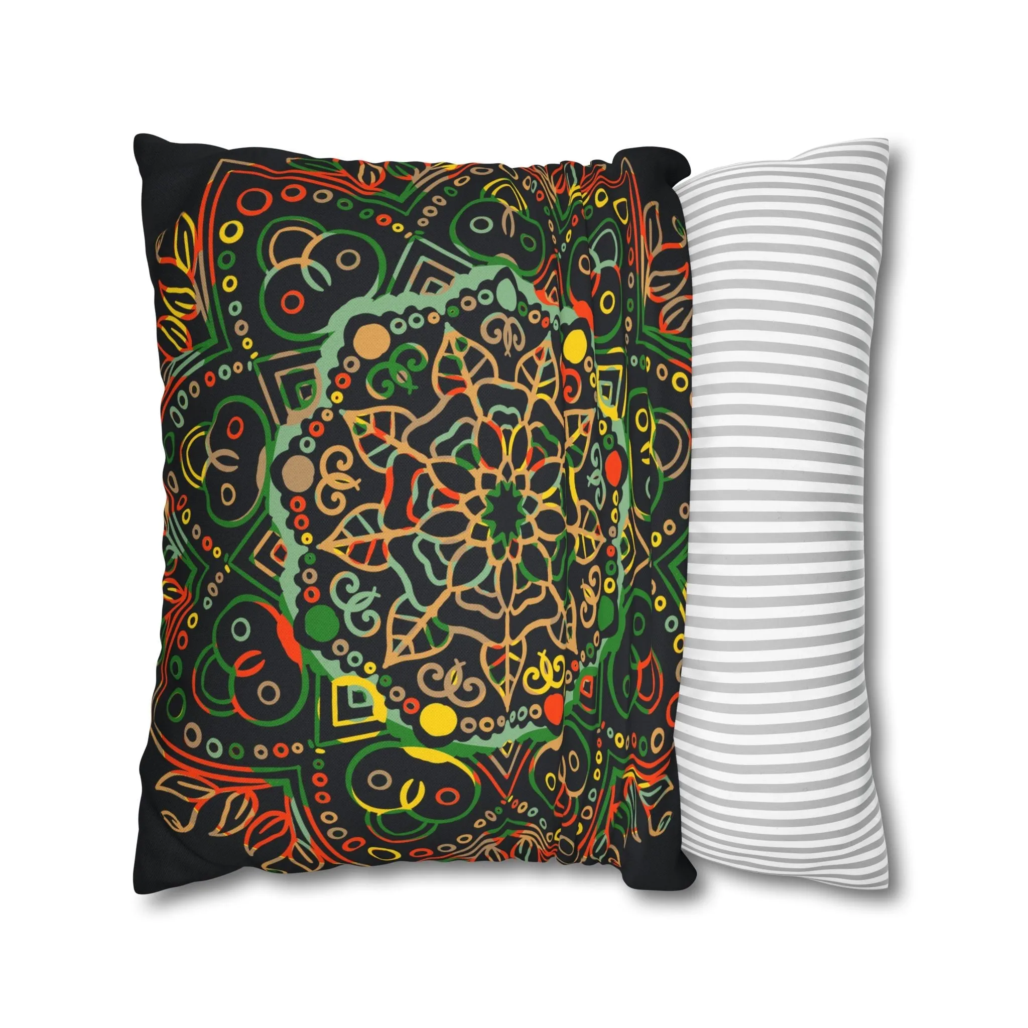 Handmade Mandala Art Pillowcase - Dark Charcoal Blue