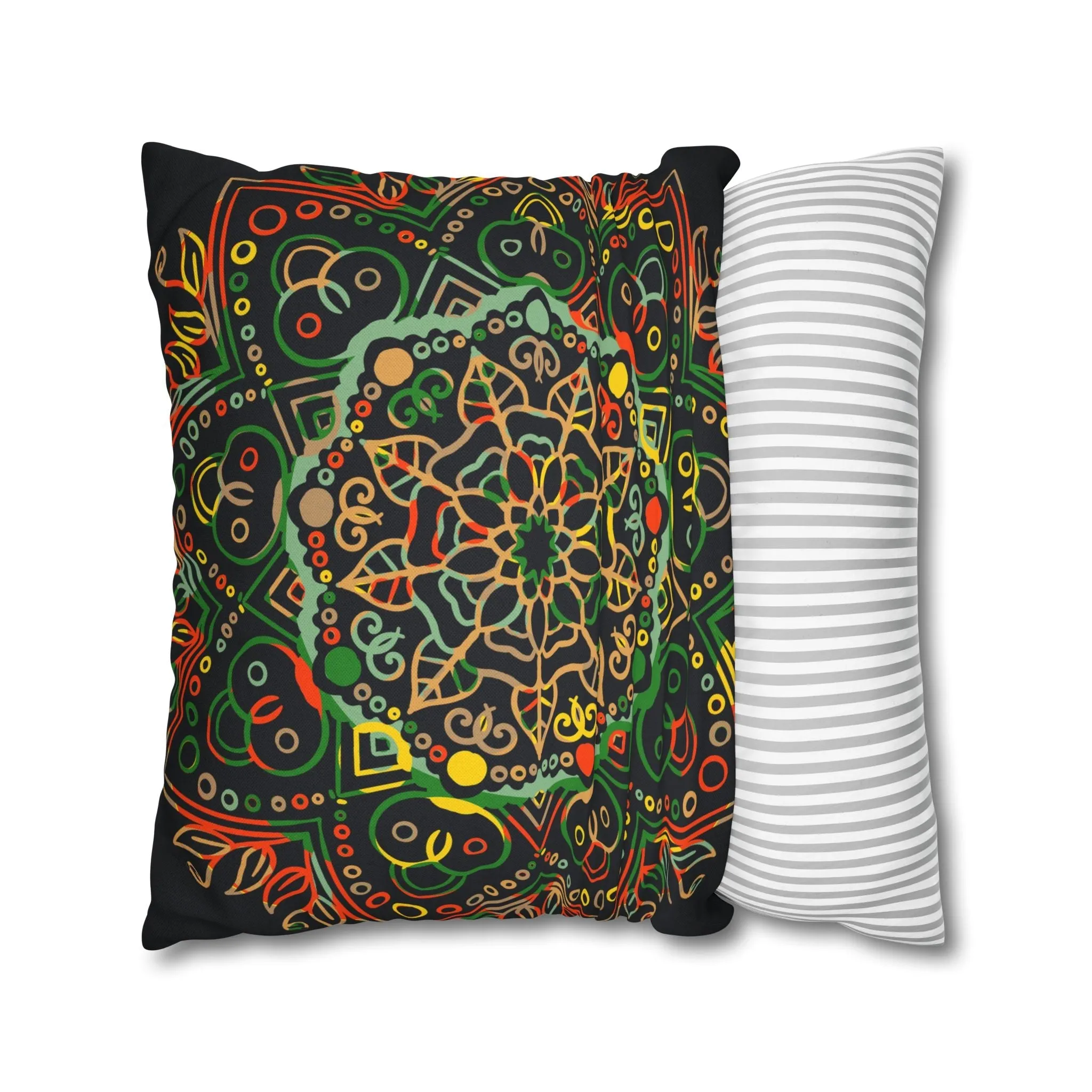 Handmade Mandala Art Pillowcase - Dark Charcoal Blue