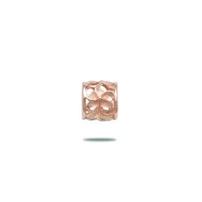 Hawaiian Heirloom Plumeria  Barrel Pendant in Rose Gold - 9mm