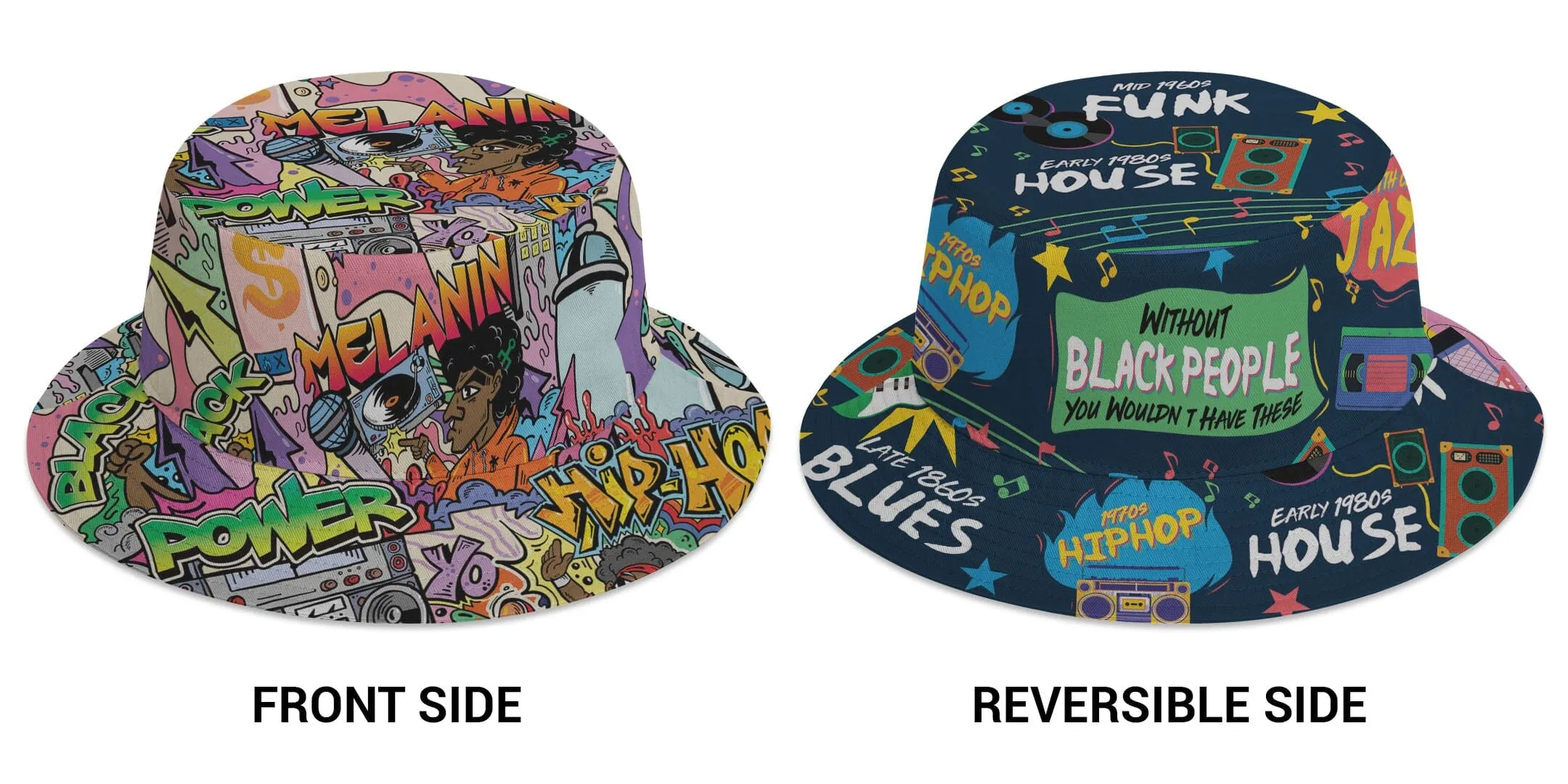 Hip Hop Graffiti Art & Music That Makes Us Proud Reversible Bucket Hat