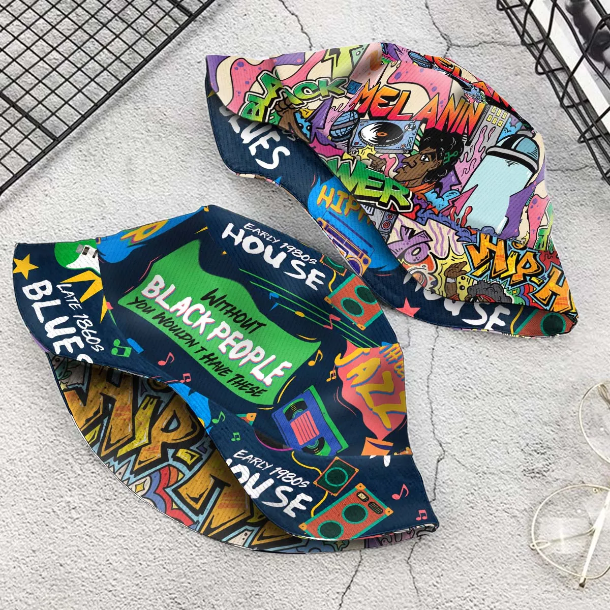 Hip Hop Graffiti Art & Music That Makes Us Proud Reversible Bucket Hat