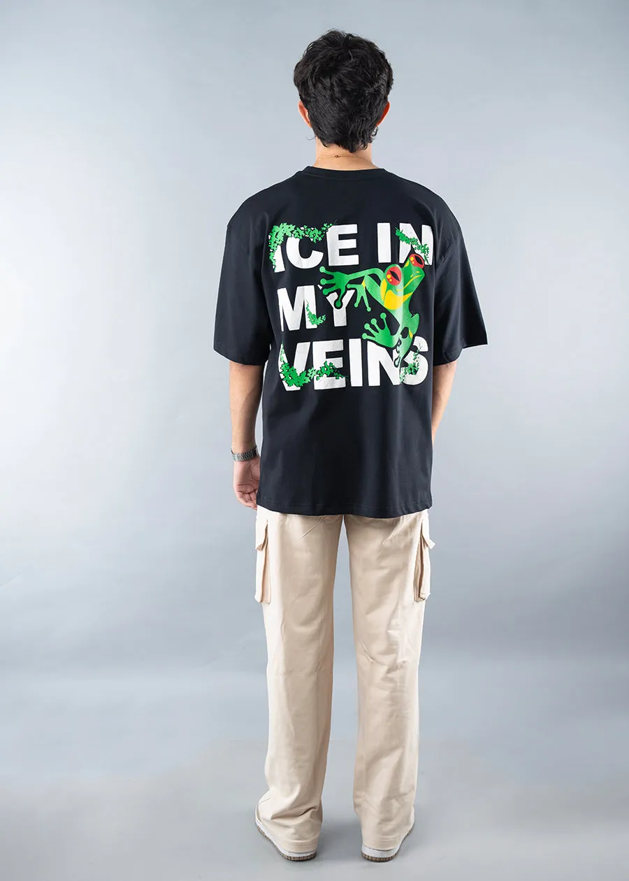 Ice In My Veins Men Oversized Puff Printed T-shirt