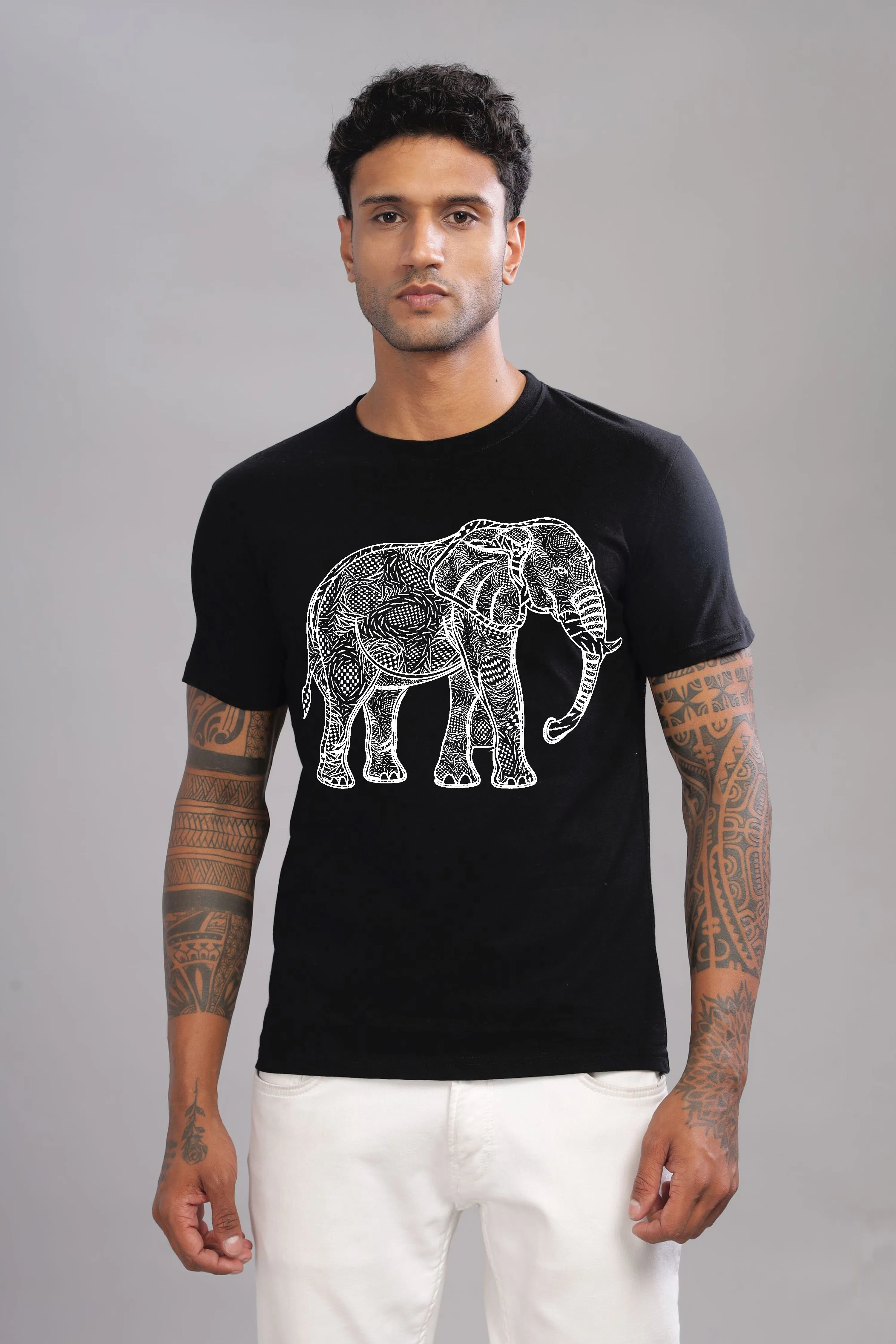 Ink Tusker - 100% Cotton Crewneck Half Sleeve Unisex T-Shirt