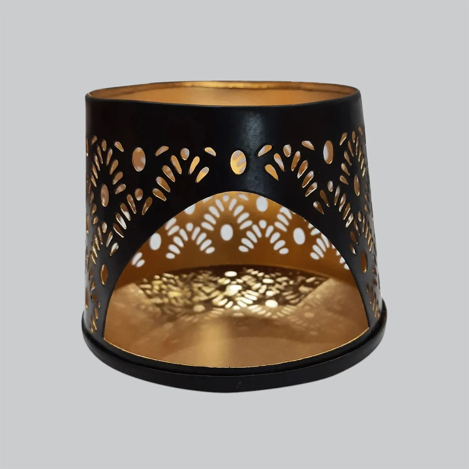 Iron Votive Holder Cutwork in Black 4 in