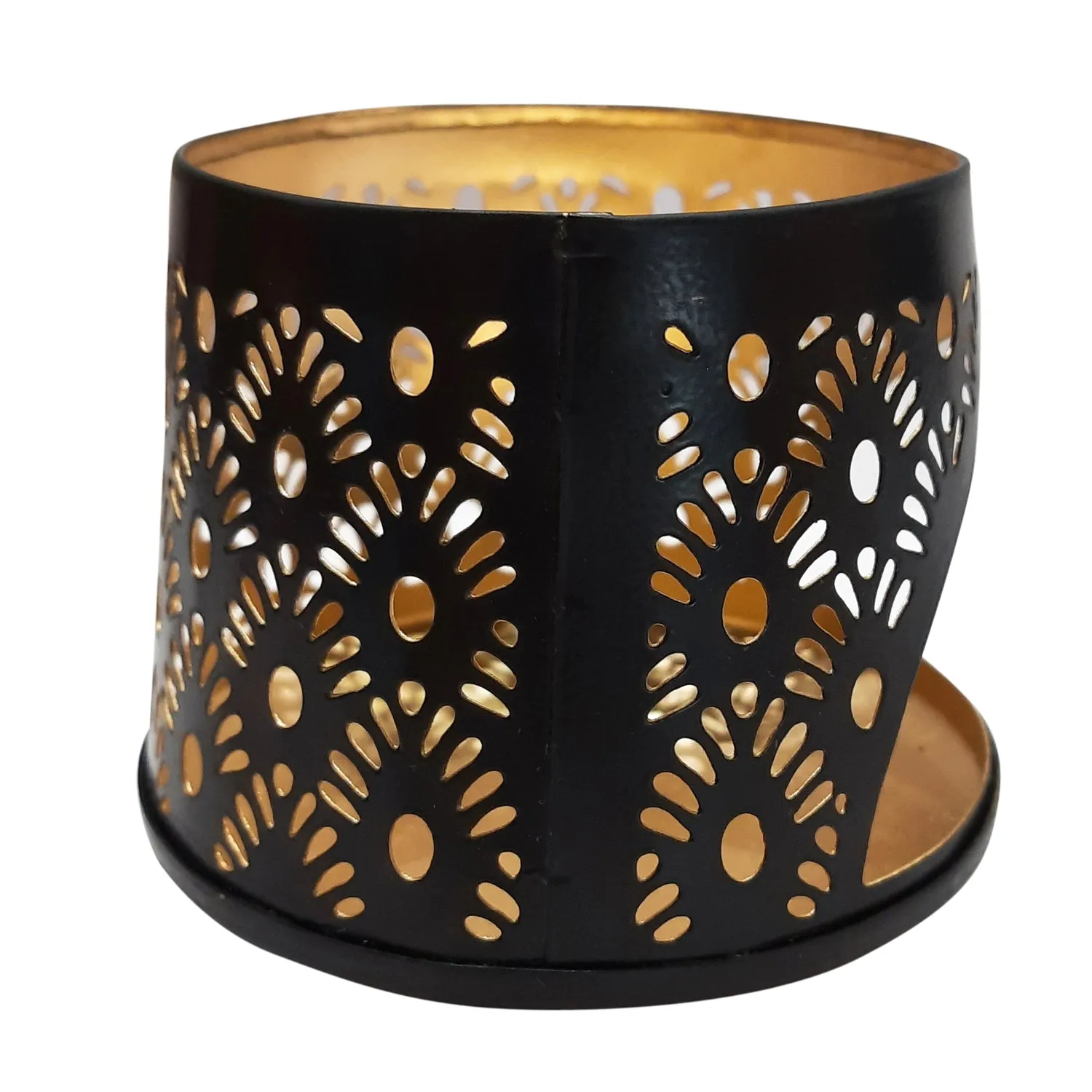 Iron Votive Holder Cutwork in Black 4 in