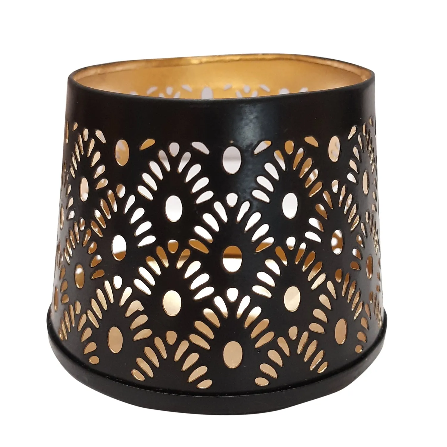 Iron Votive Holder Cutwork in Black 4 in