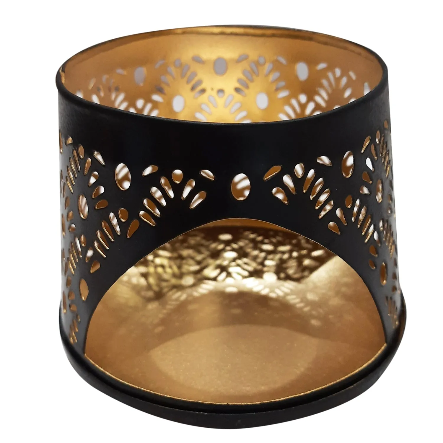 Iron Votive Holder Cutwork in Black 4 in