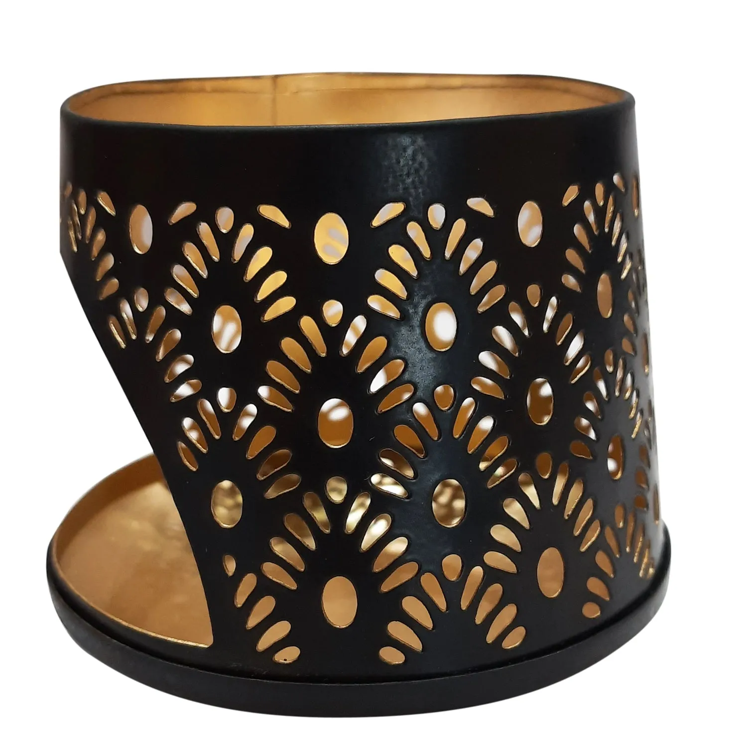 Iron Votive Holder Cutwork in Black 4 in