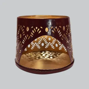 Iron Votive Holder Cutwork in Red 4 in