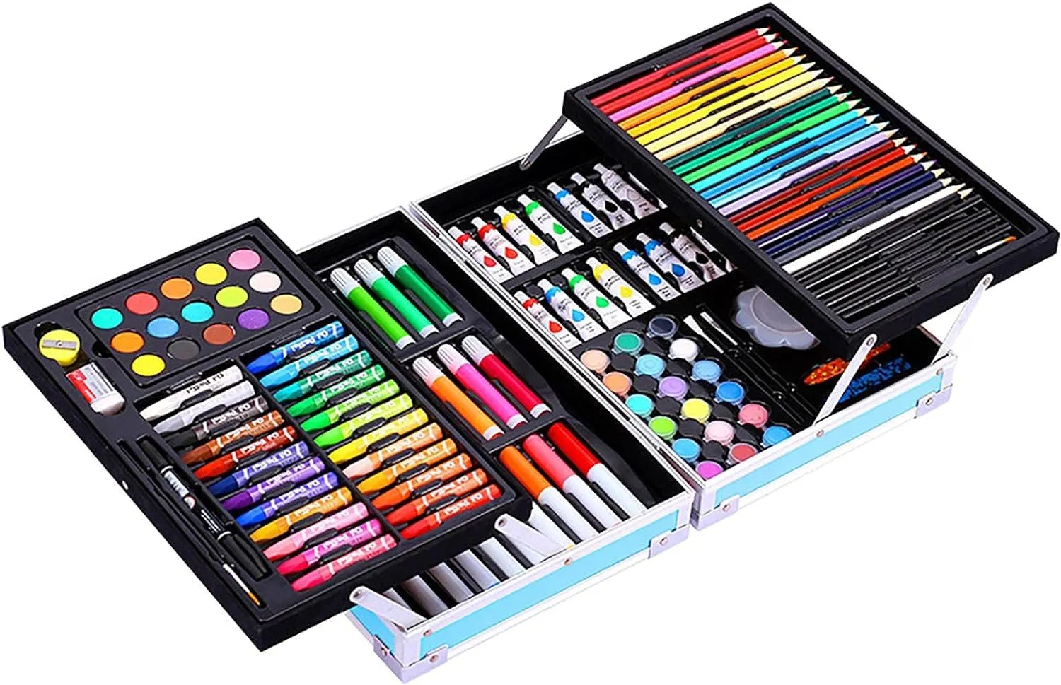 KARP 145 Pcs Children Deluxe Art Drawing Set for Kids Case Studio Art and Craft Supplies Drawing and Painting Set Great Gift (Astronaut Design - Blue)